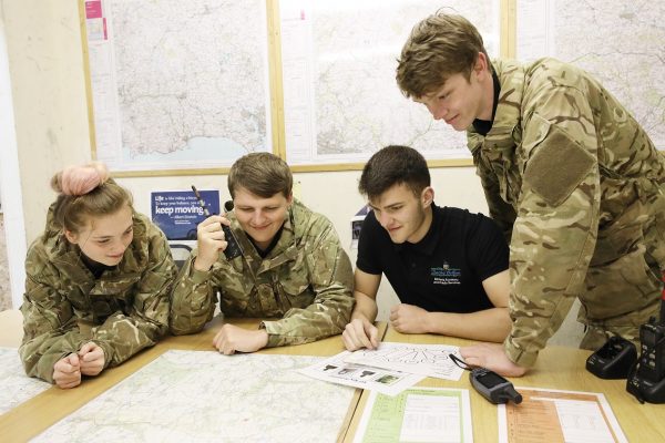 Military academy students pretending to be in command centre