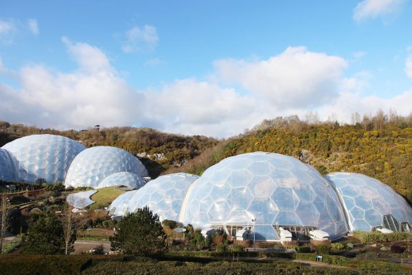 Exterior view of the biomes at The Eden Project