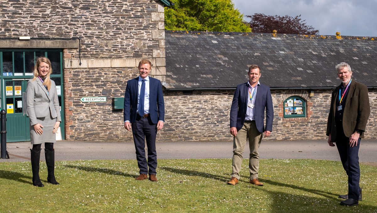 (Photo from left to right - Sarah Houghton, Assistant Principal Quality of Education; Robbie Moore MP; Roger Clarke, Land Based Curriculum Area Manager for Duchy Stoke; Robin Jackson, Director of Duchy Rural Business School