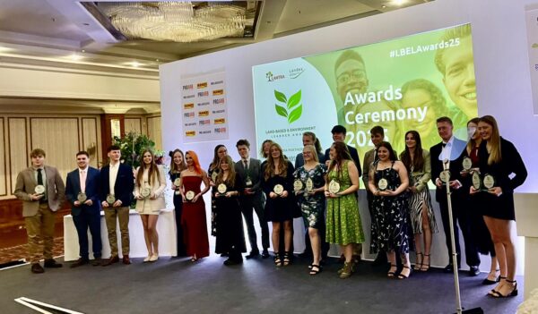 Student Kelsey stands with other winners at the Lantra/Landex awards